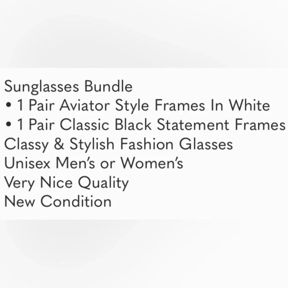 Aviator Sunglasses Black Classic Statement Unisex Mens Womens Fashion Set 2 Pair